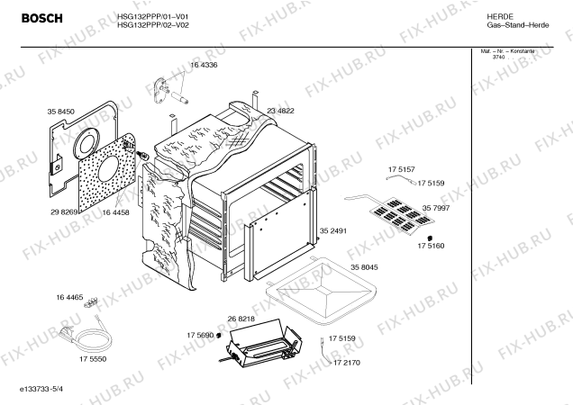 Схема №5 HSG132PPP с изображением Инструкция по эксплуатации для плиты (духовки) Bosch 00525879