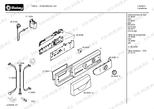 Схема №4 3TS872BE TS872 с изображением Инструкция по эксплуатации для стиралки Bosch 00529630