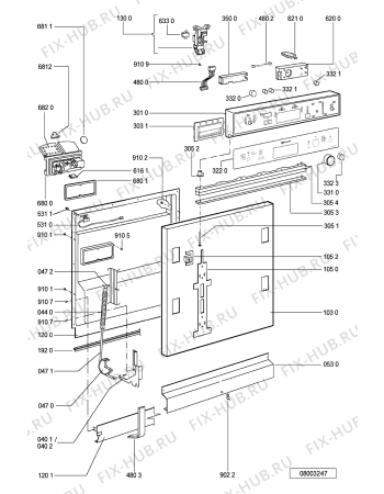 Схема №2 GSI 6497 WS с изображением Панель для посудомойки Whirlpool 481245372232