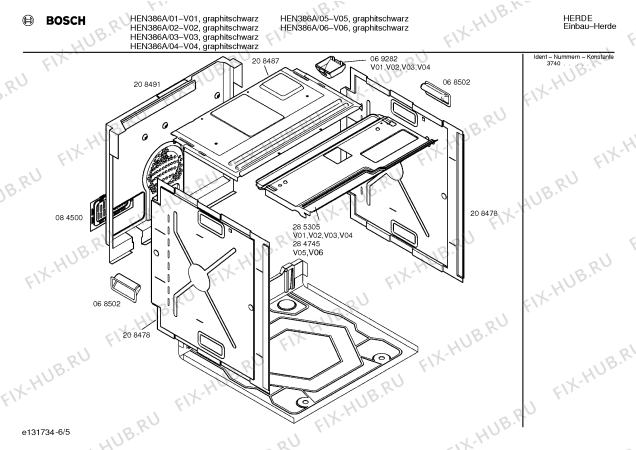 Схема №5 HEN386A с изображением Держатель для плиты (духовки) Bosch 00069509