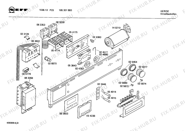 Взрыв-схема плиты (духовки) Neff 195301883 1038.13PCS - Схема узла 02