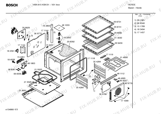 Схема №4 HSN815KSK с изображением Инструкция по эксплуатации для электропечи Bosch 00584985