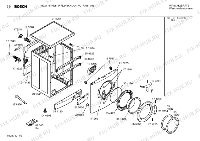 Схема №4 WFL206KAU Maxx for Kids с изображением Модуль управления для стиралки Bosch 00268123