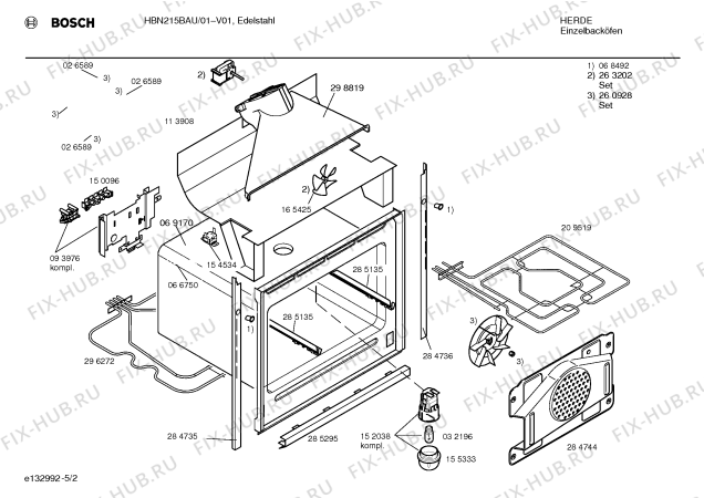 Взрыв-схема плиты (духовки) Bosch HBN215BAU - Схема узла 02