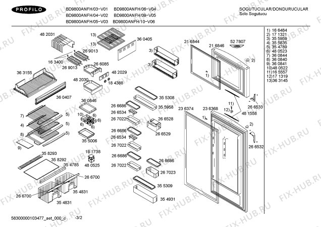 Взрыв-схема холодильника Profilo BD9800ANFH EuroLux - Схема узла 02