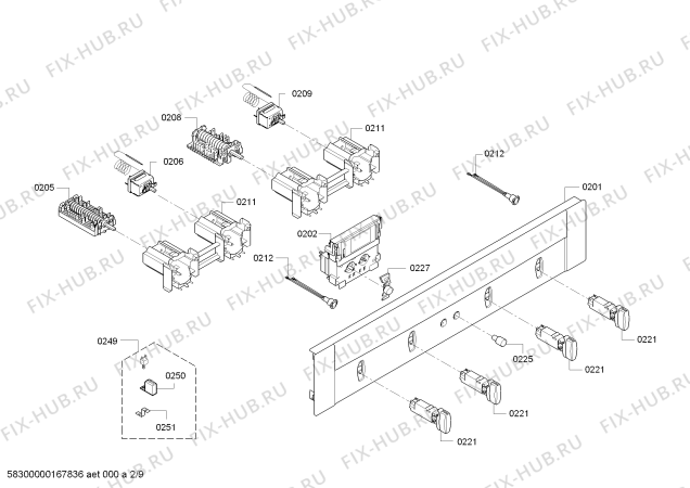 Схема №9 U15M52N3GB с изображением Панель управления для плиты (духовки) Bosch 00743048