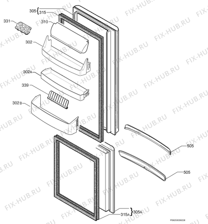 Взрыв-схема холодильника Electrolux ENB34000W1 - Схема узла Door 003