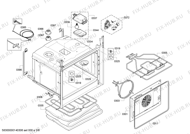 Взрыв-схема плиты (духовки) Bosch HBA76B650B - Схема узла 03