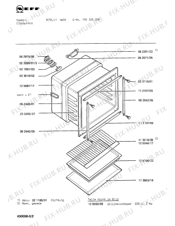 Взрыв-схема плиты (духовки) Neff 195305009 1078.41HWSX - Схема узла 02