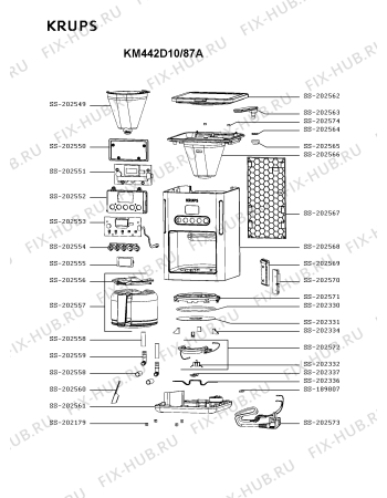Схема №1 KM442D80/87A с изображением Уплотнитель для кофеварки (кофемашины) Krups SS-202551