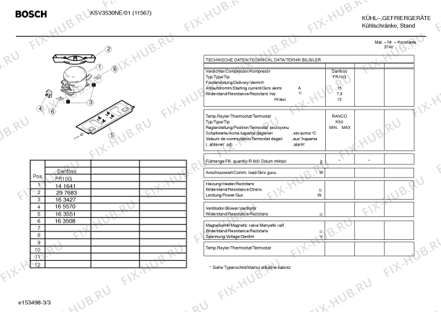 Взрыв-схема холодильника Bosch KSV3530NE - Схема узла 03