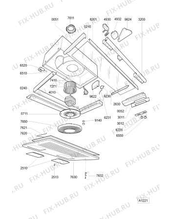 Схема №1 AKM 120 WH с изображением Дымоход для вытяжки Whirlpool 481244038822