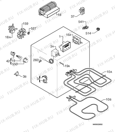 Взрыв-схема плиты (духовки) Zanussi ZOB682X - Схема узла Electrical equipment 268