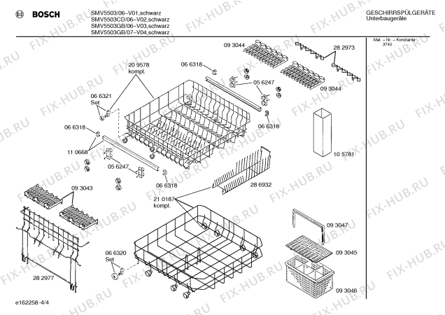 Схема №4 SMV5503 с изображением Передняя панель для посудомойки Bosch 00288501