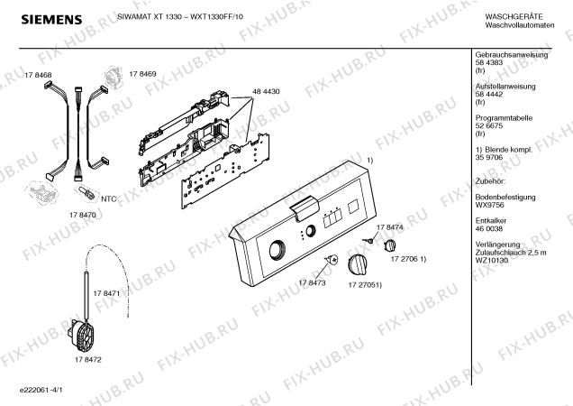 Схема №4 WXT901FF SIWAMAT XT 901 fuzzy plus с изображением Инструкция по эксплуатации для стиралки Siemens 00584383