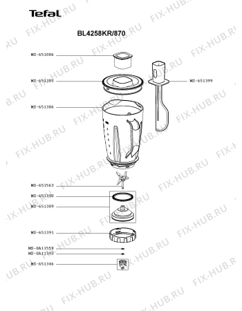 Взрыв-схема блендера (миксера) Tefal BL4258KR/870 - Схема узла QP005885.0P2