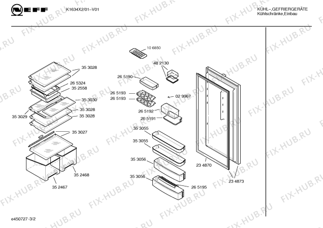 Взрыв-схема холодильника Neff K1634X2 - Схема узла 02