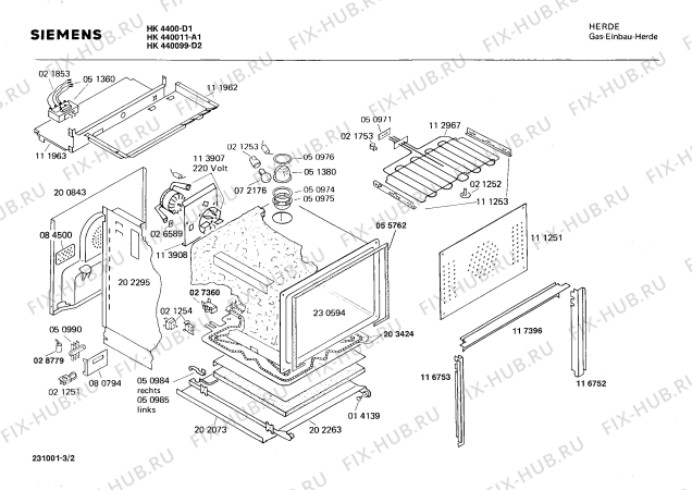 Взрыв-схема плиты (духовки) Siemens HK440011 - Схема узла 02