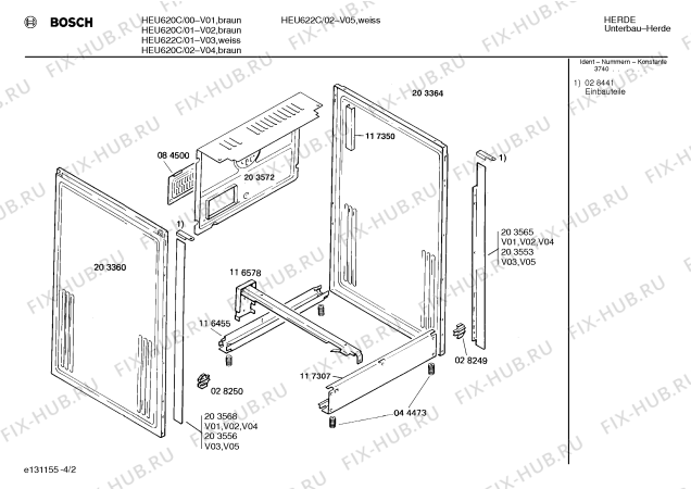 Схема №4 HEU622C с изображением Панель для плиты (духовки) Bosch 00273212