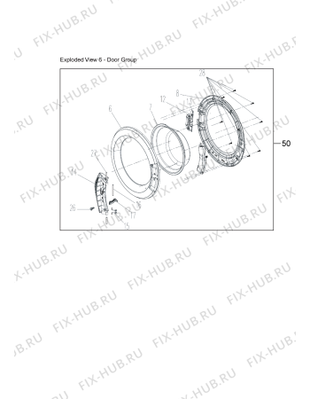 Схема №6 WM126V с изображением Ручка (крючок) люка для стиралки Whirlpool 482000016544