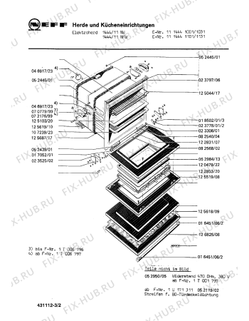 Взрыв-схема плиты (духовки) Neff 1114441101 1444/11NFW - Схема узла 02