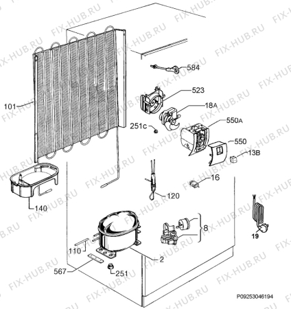 Взрыв-схема холодильника Electrolux ERD43500X - Схема узла Cooling system 017