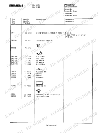 Схема №29 FA118G4 с изображением Переключатель для видеоэлектроники Siemens 00734683