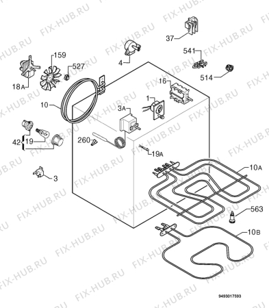 Взрыв-схема плиты (духовки) Zanussi ZOB691N - Схема узла Electrical equipment 268