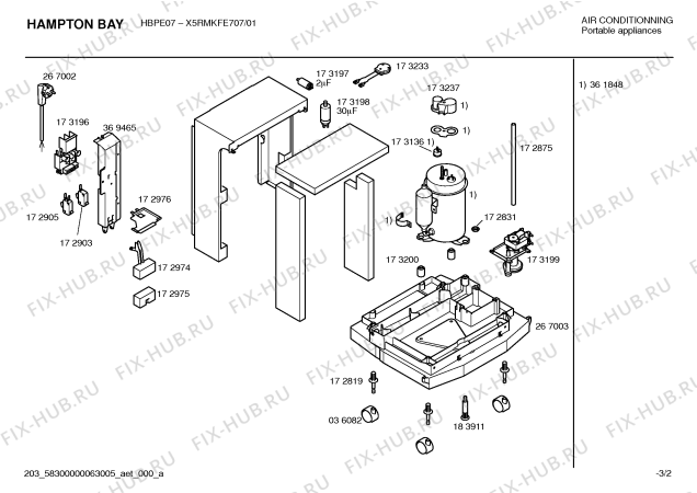 Взрыв-схема кондиционера Fedders X5RKMFE707 Hampton Bay - Схема узла 02