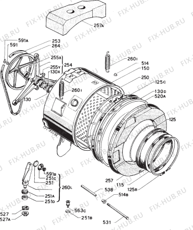 Взрыв-схема стиральной машины Zanussi FL814 - Схема узла Functional parts 267