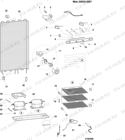 Взрыв-схема холодильника Ariston MB3821SP (F027938) - Схема узла