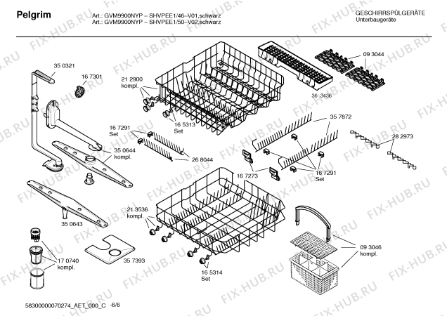 Схема №6 SHVPEE1 GVM990ON с изображением Инструкция по эксплуатации для посудомойки Bosch 00592497