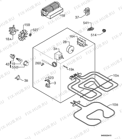 Взрыв-схема плиты (духовки) Zanussi ZOB655W - Схема узла Electrical equipment 268