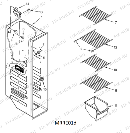 Схема №9 5WRS25KNBW с изображением Лоток (форма) для холодильника Whirlpool 482000099138