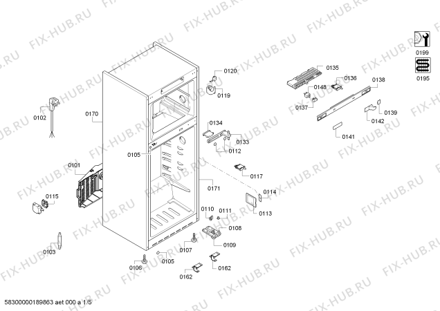 Схема №5 KDN56VW25N с изображением Силовой модуль для холодильника Siemens 12009487