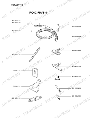 Взрыв-схема пылесоса Rowenta RO6037IA/410 - Схема узла FP002658.3P2