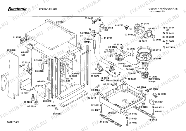 Взрыв-схема посудомоечной машины Constructa CP200J1 - Схема узла 02