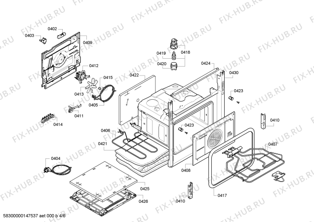 Взрыв-схема плиты (духовки) Siemens HR745525E - Схема узла 04