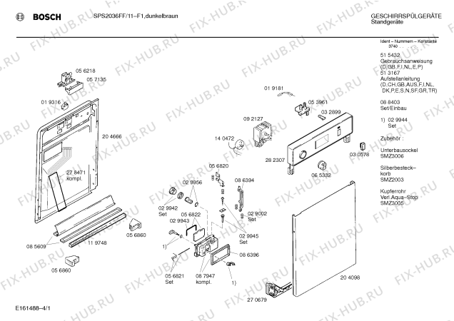 Схема №4 SPS2036FF с изображением Столешница для посудомойки Bosch 00207532