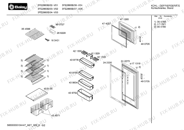 Схема №3 3FE2760B с изображением Инструкция по эксплуатации для холодильной камеры Bosch 00591076