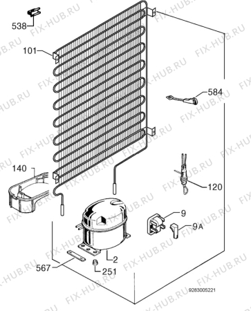 Взрыв-схема холодильника Privileg 766000_40164 - Схема узла Cooling system 017