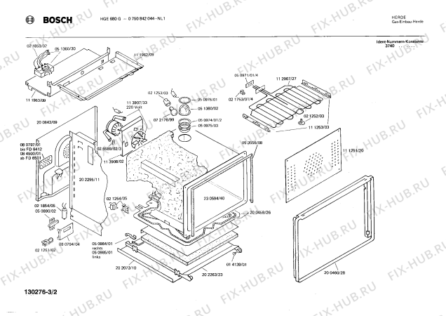 Схема №3 0750842049 HGE680V с изображением Стеклянная полка для плиты (духовки) Bosch 00114652