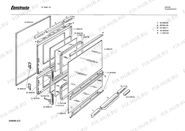 Схема №3 CH1030 с изображением Кронштейн для духового шкафа Bosch 00025195