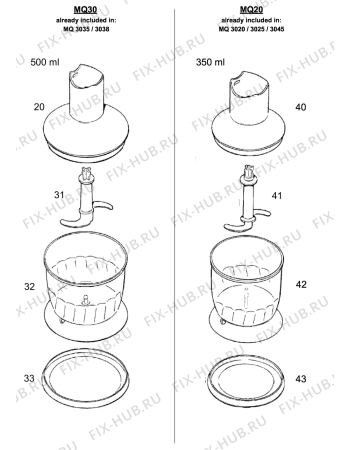 Взрыв-схема блендера (миксера) BRAUN Multiquick 3 MQ 3038 Spice+ - Схема узла 3
