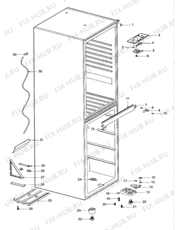 Взрыв-схема холодильника Zanussi ZFC56/46 - Схема узла Cabinet + furniture (extra)