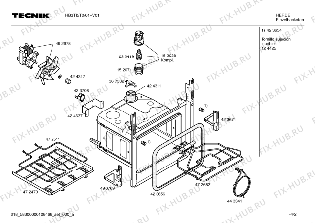 Взрыв-схема плиты (духовки) Tecnik HB3TI5T0 Horno tecnik indep.inox.multifnc.3d ec2 - Схема узла 02