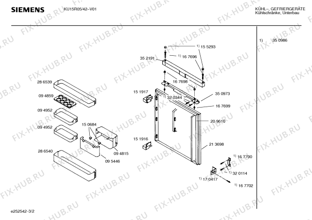 Взрыв-схема холодильника Siemens KU15R05 - Схема узла 02