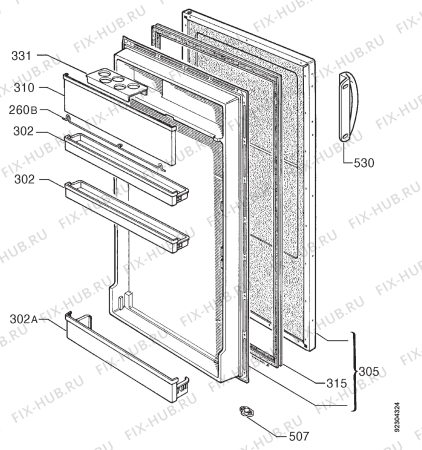 Взрыв-схема холодильника Zoppas PR252-1 - Схема узла Door 003