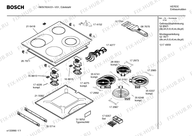 Схема №1 NKN765A с изображением Инструкция по эксплуатации для духового шкафа Bosch 00528921