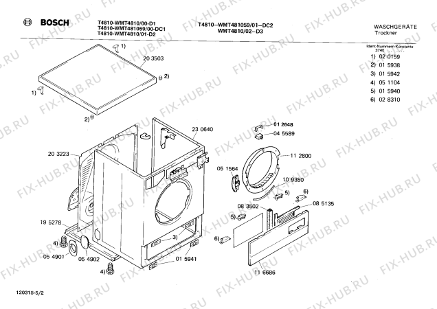 Взрыв-схема сушильной машины Bosch WMT4810 - Схема узла 02